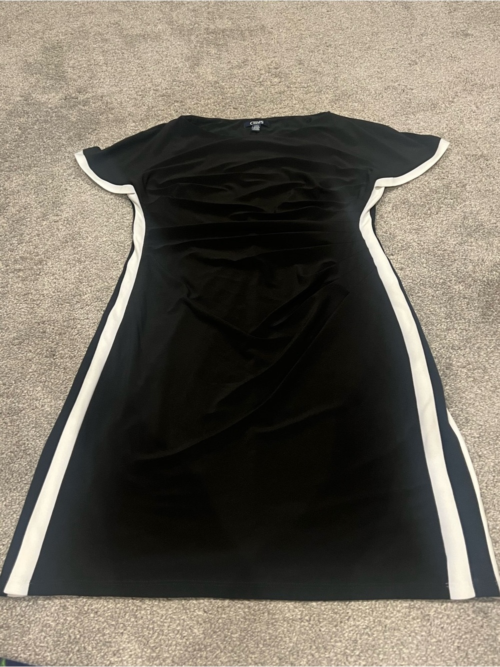 Chaps Black Dress with White Side Panels